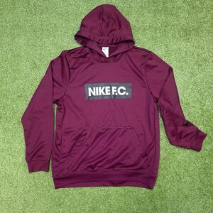 Nike F.C. Dri-Fit Burgundy Pullover Soccer Hoodie Size Large